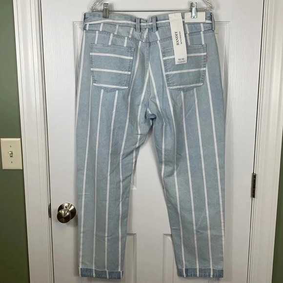 NWT Anthropologie Scotch & Soda bandit white striped boyfriend jeans sz 32 - Picture 9 of 14